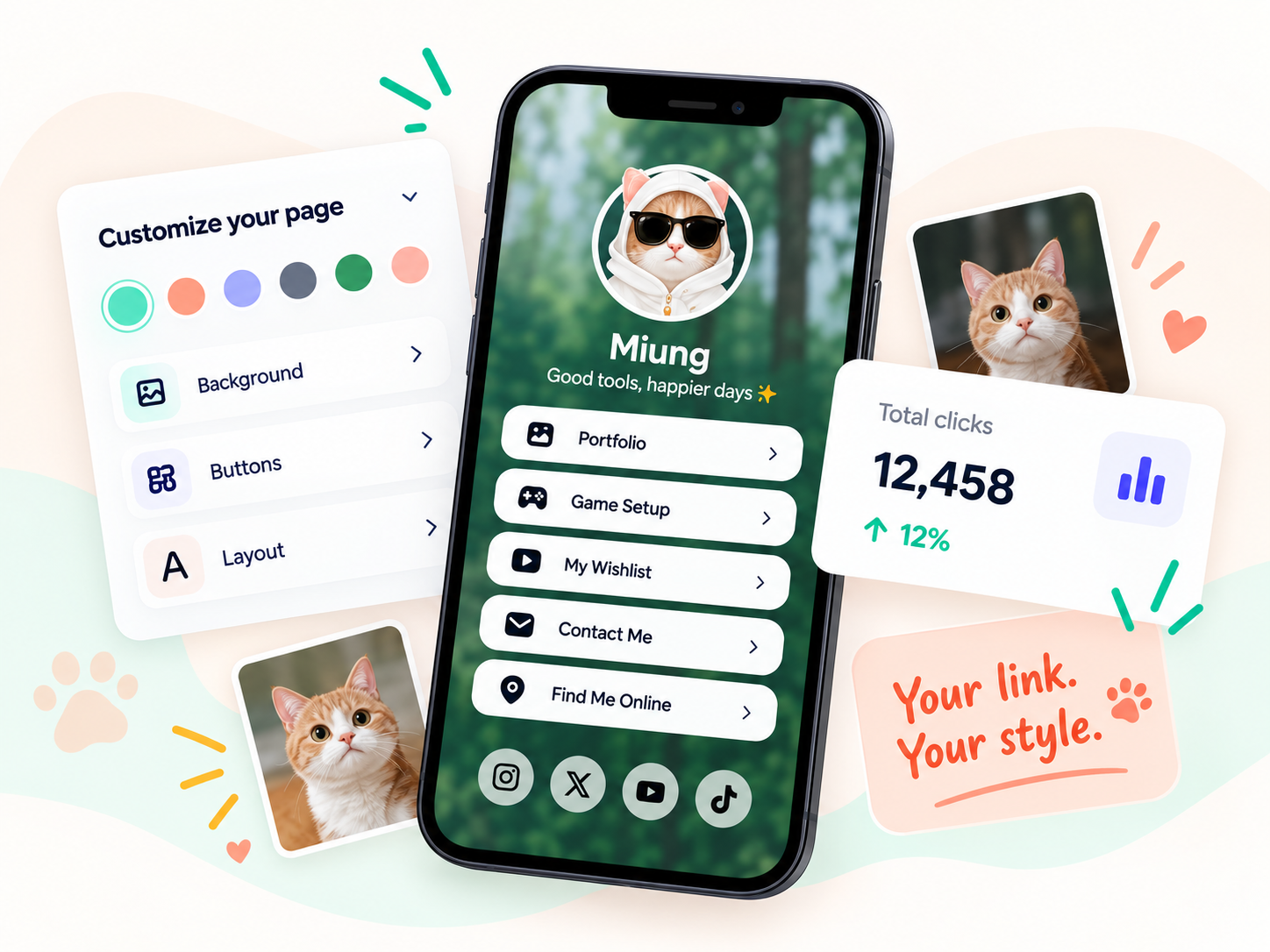Miung cat profile and customization preview